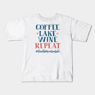 Coffee Lake Wine Repeat Smith Mountain Lake Kids T-Shirt